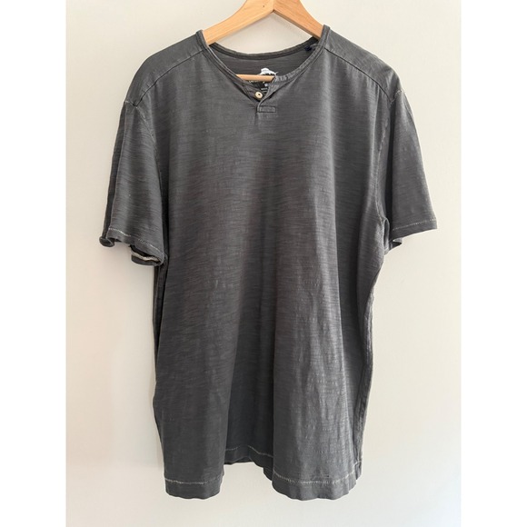Tommy Bahama Mens Henley Shirt Gray Short Sleeve Size M Casual - Picture 1 of 5